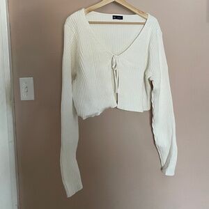 Gap Tie Front Cropped Cardigan Sweater XXL Ribbed 100% Cotton